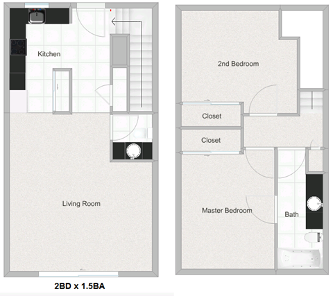 2 bedroom townhouse floorplan